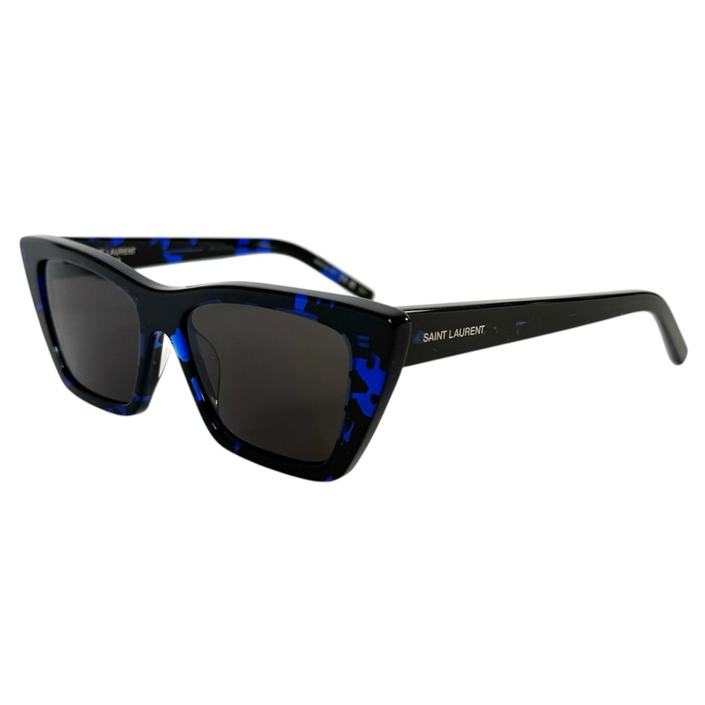 SAINT LAURENT Mica Cat Eye Sunglasses SL 276 009 Black Blue Havana NEW With Case - Picture 6 of 14